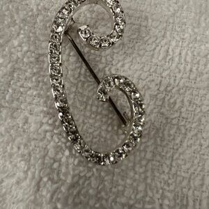 Vintage rhinestone “C” Brooch